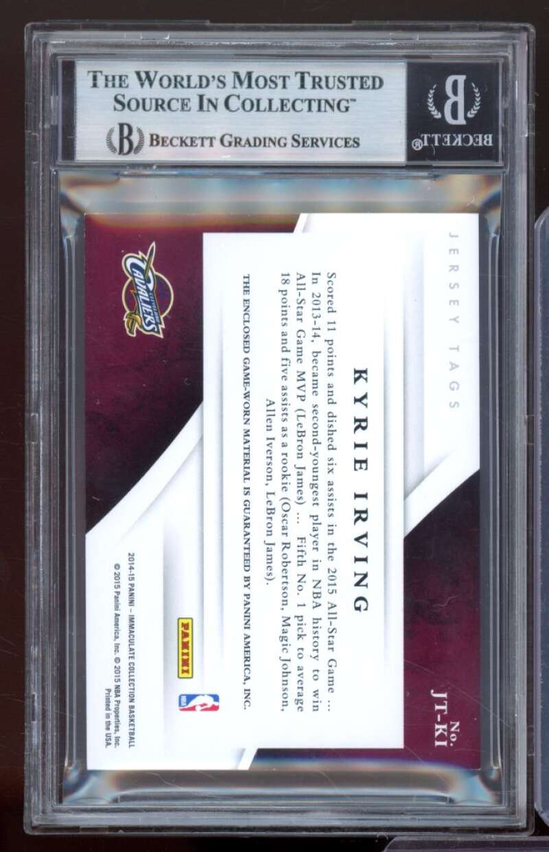 Kyrie Irving Card 2014-15 Immaculate Collection Jersey Tags (#d 3/3) #8 BGS 8.5 Image 2