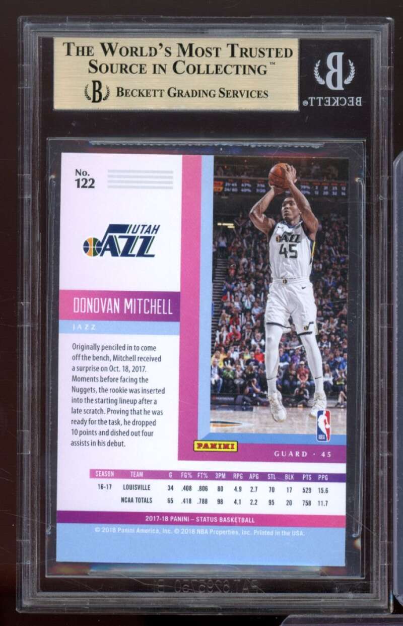 Donovan Mitchell Rookie Card 2017-18 Panini Status Orange #122 BGS 9.5 Image 2