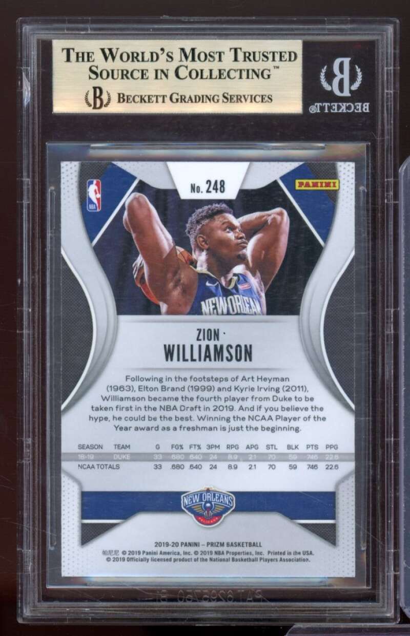 Zion Williamson Rookie Card 2019-20 Panini Prizm #248 BGS 9.5 (9.5 9.5 10 9) Image 2