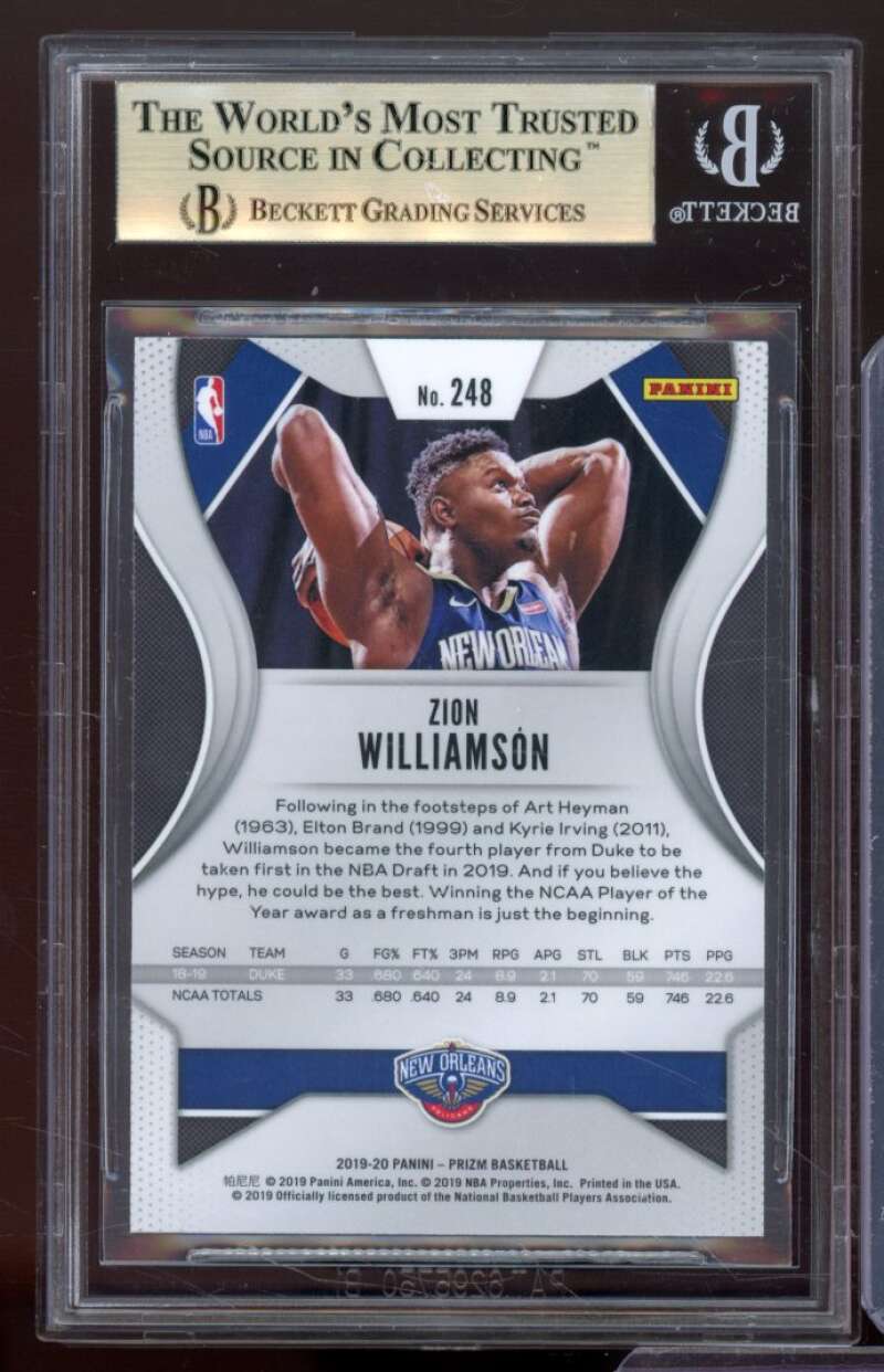 Zion Williamson Rookie Card 2019-20 Panini Prizm #248 BGS 9.5 (10 9.5 9.5 9) Image 2