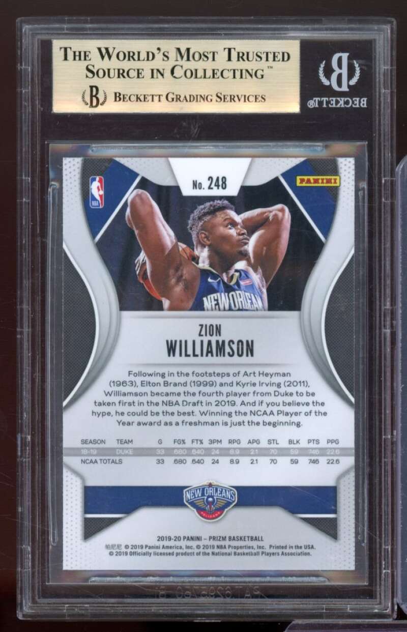 Zion Williamson Rookie Card 2019-20 Panini Prizm #248 BGS 9.5 (10 10 9.5 9) Image 2