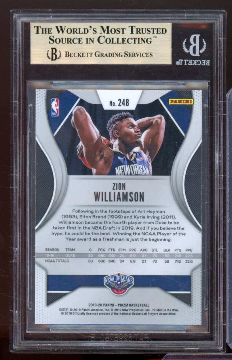 Zion Williamson Rookie Card 2019-20 Panini Prizm #248 BGS 9.5 (9.5 9.5 9 9.5) Image 2