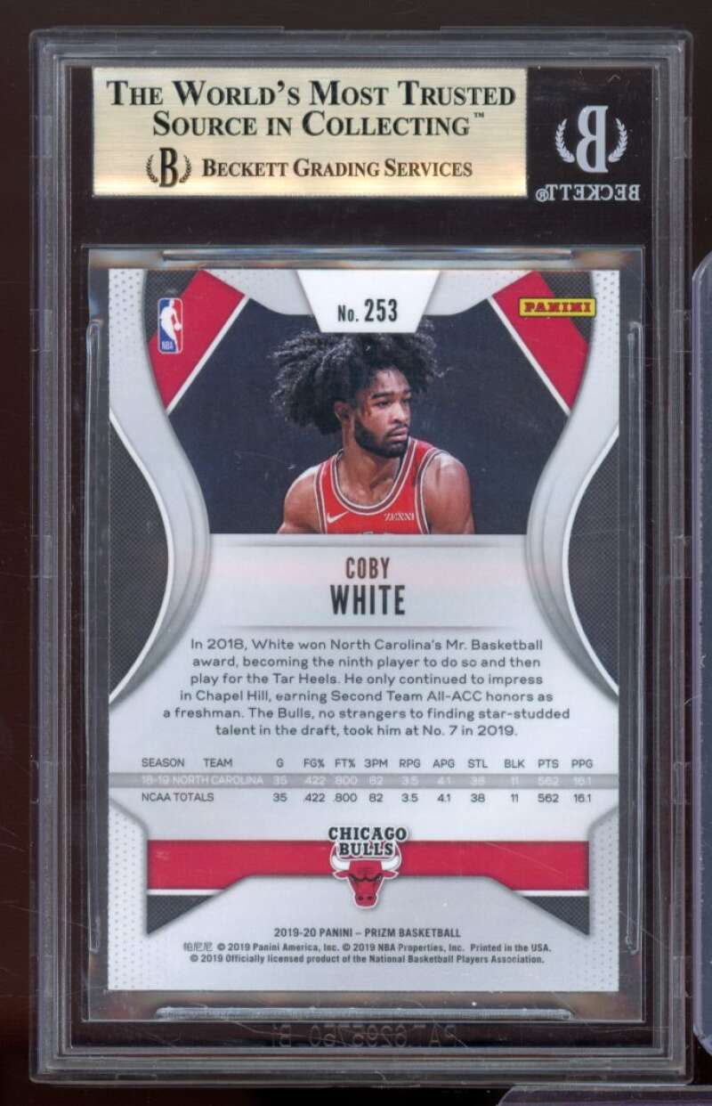 Coby White Rookie Card 2019-20 Panini Prizm #253 BGS 9.5 (9 10 9.5 9.5) Image 2