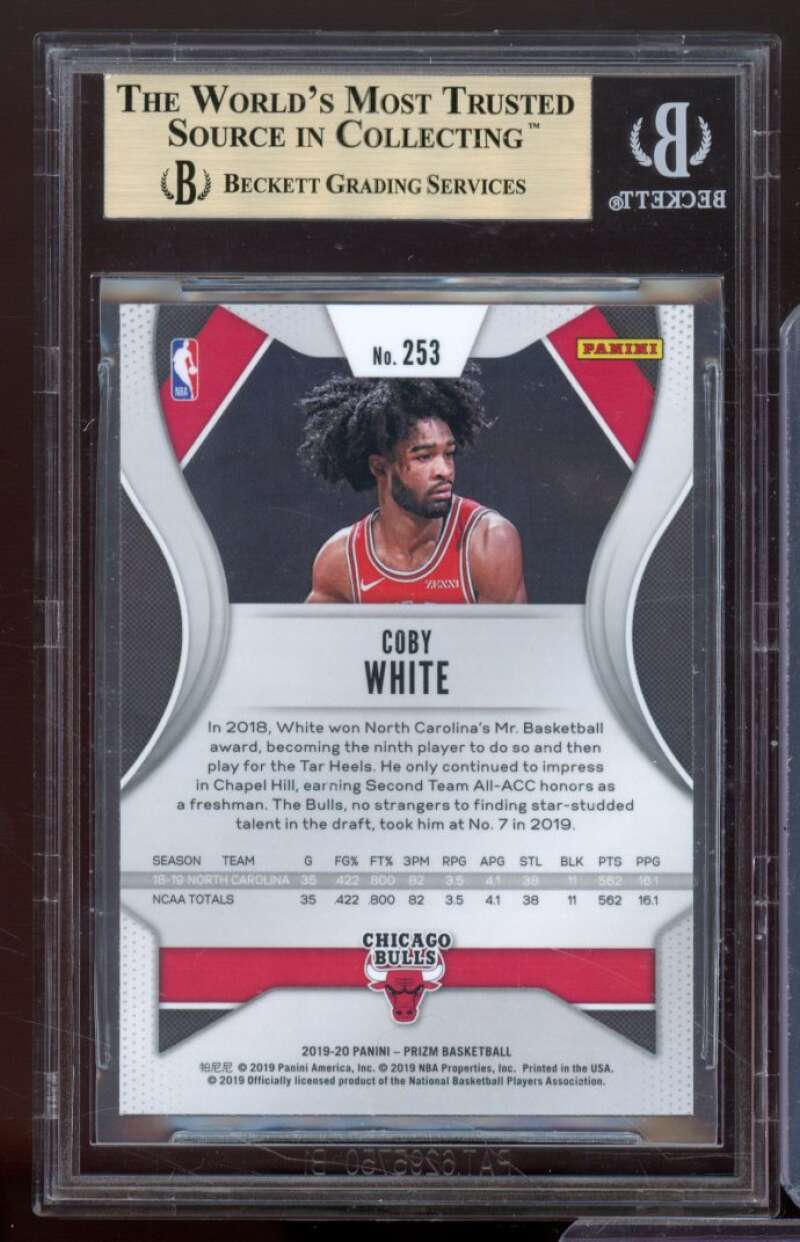 Coby White Rookie Card 2019-20 Panini Prizm #253 BGS 9.5 (10 9.5 9.5 9) Image 2