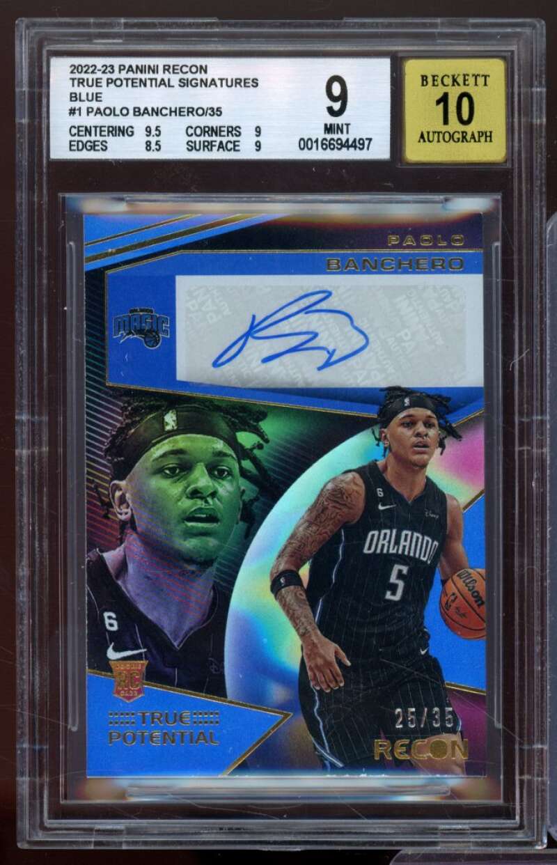 Paolo Banchero Rookie 2022-23 Panini Recon Potential Signatures Blue #1 BGS 9 Image 1