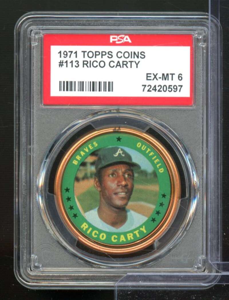 Rico Carty 1971 Topps Coins #113 PSA 6 Image 1