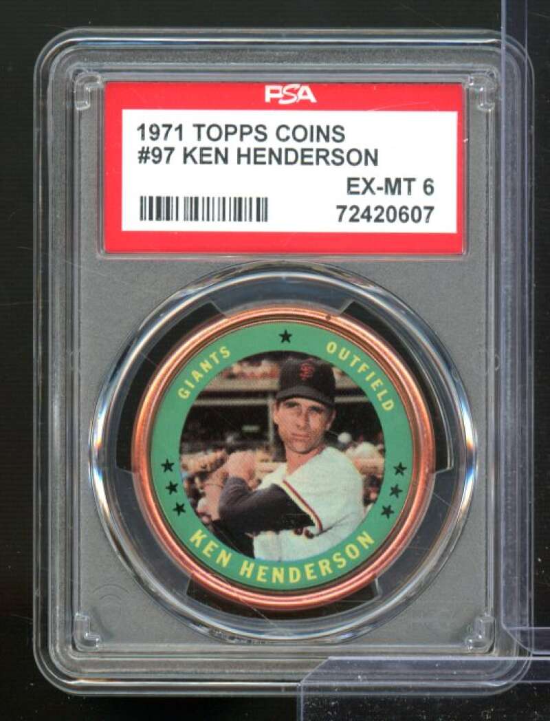 Ken Henderson 1971 Topps Coins #97 PSA 6 Image 1