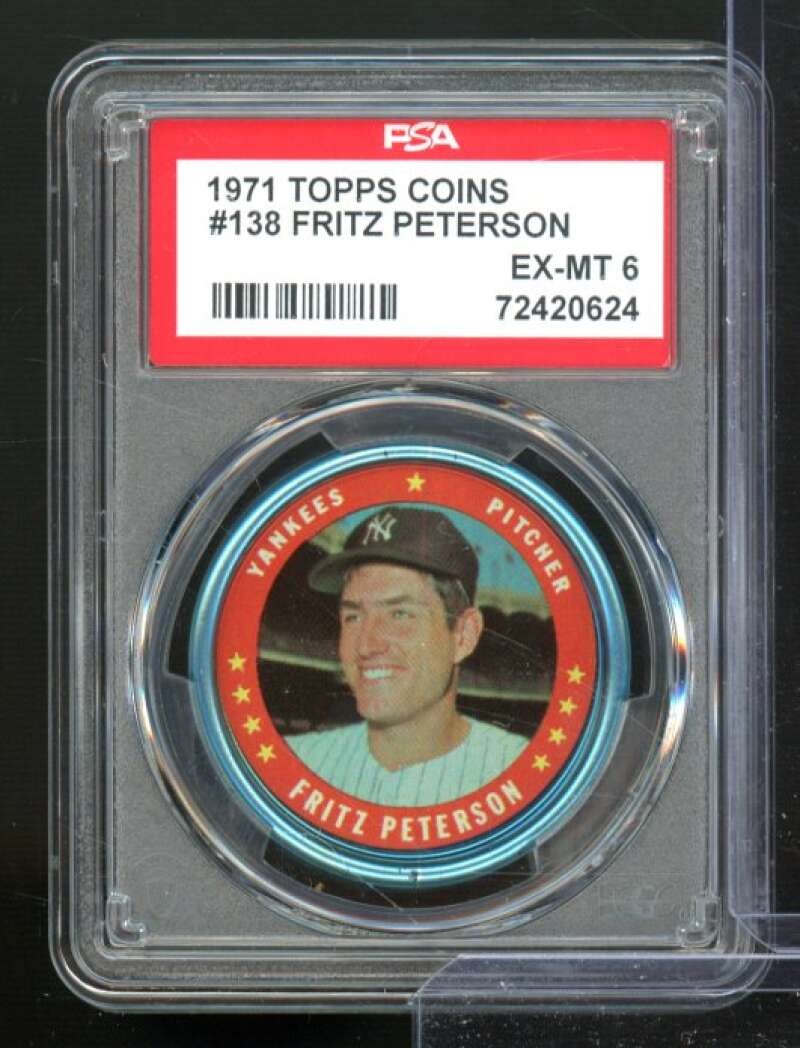 Fritz Peterson 1971 Topps Coins #138 PSA 6 Image 1