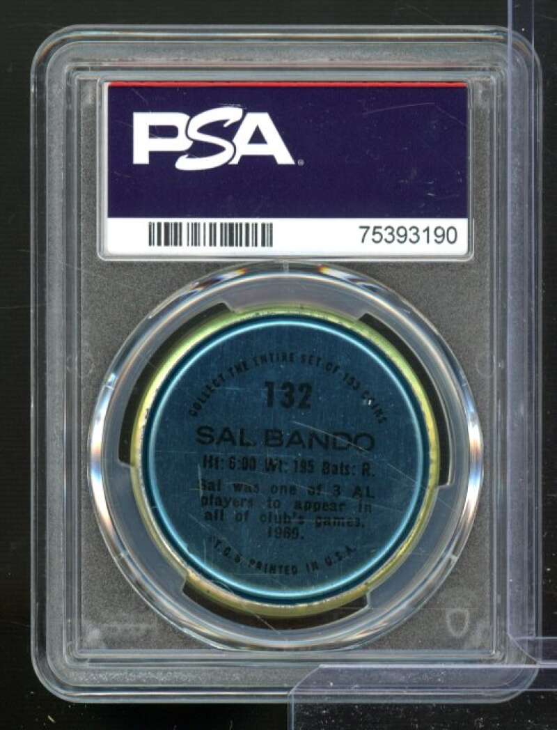 Sal Bando Card 1971 Topps Coins #132 PSA 6 Image 2