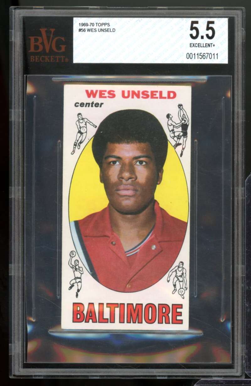 Wes Unseld Rookie Card 1969-70 Topps #56 BVG 5.5 Image 1