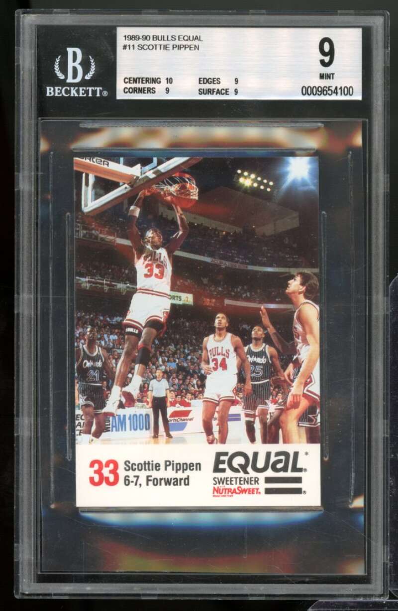 Scottie Pippen Card 1989-90 Bulls Equal #11 BGS 9 (10 9 9 9) Image 1