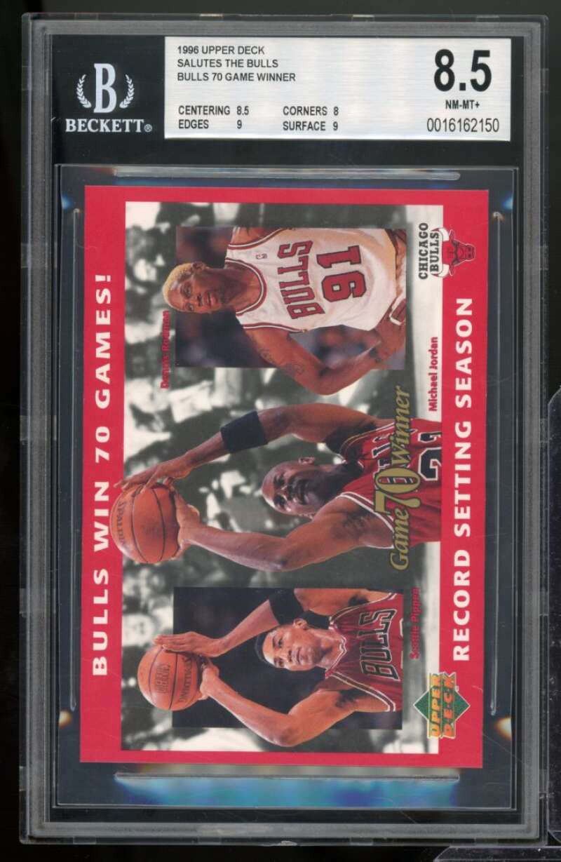 Scottie Pippen/Dennis Rodman/Michael Jordan 1996-97 UD Salute Bulls #nno BGS 8.5 Image 1