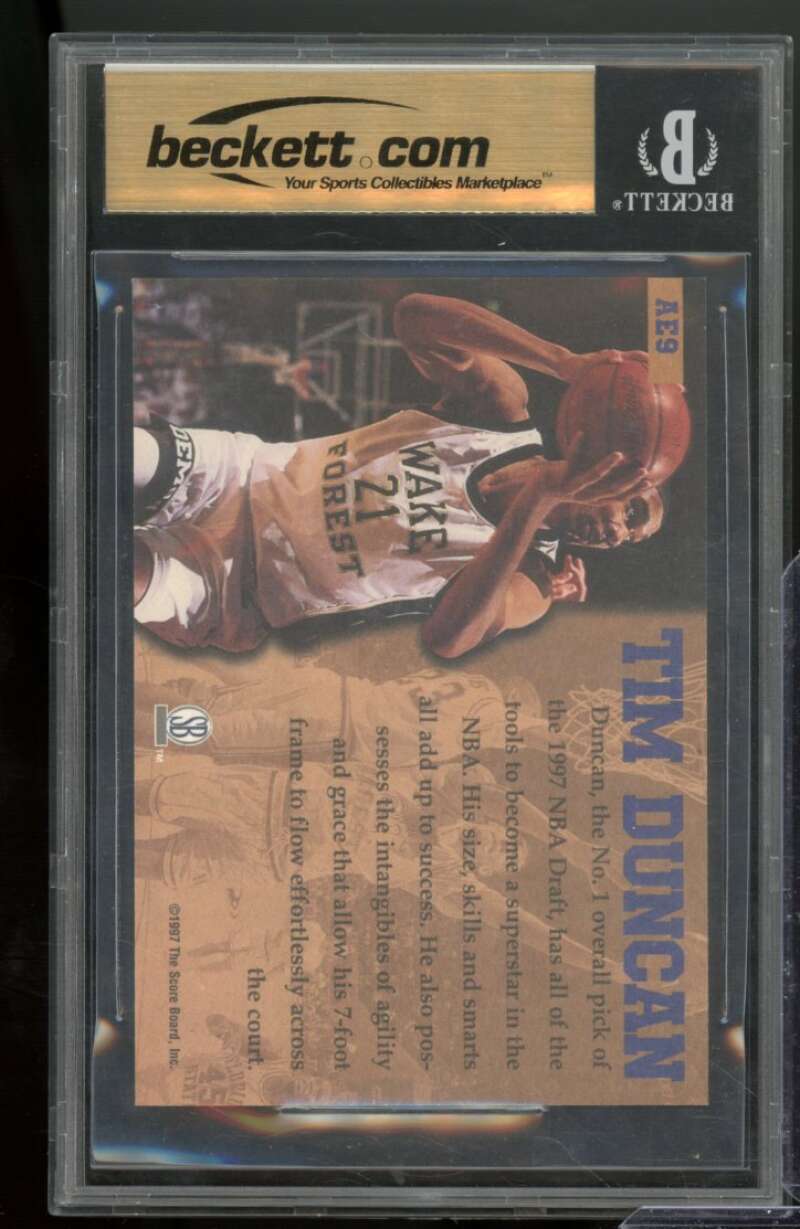 Tim Duncan Rookie Card 1997-98 Scoreboard Jumbos #Ae9 (pop 3) BGS 9.5 Image 2