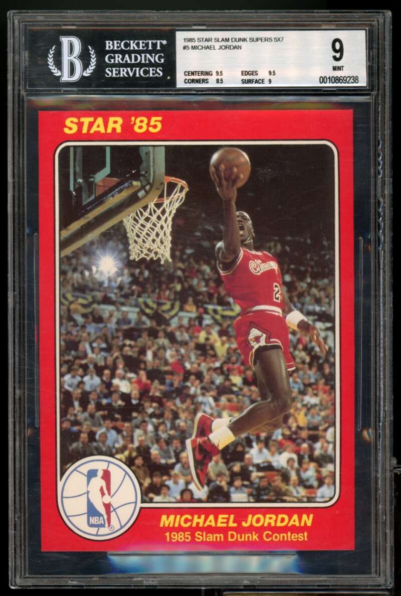 Michael Jordan Rookie 1985 Star Slam Dunk Super 5x7 #5 BGS 9 (9.5 9.5 8.5 9) Image 1