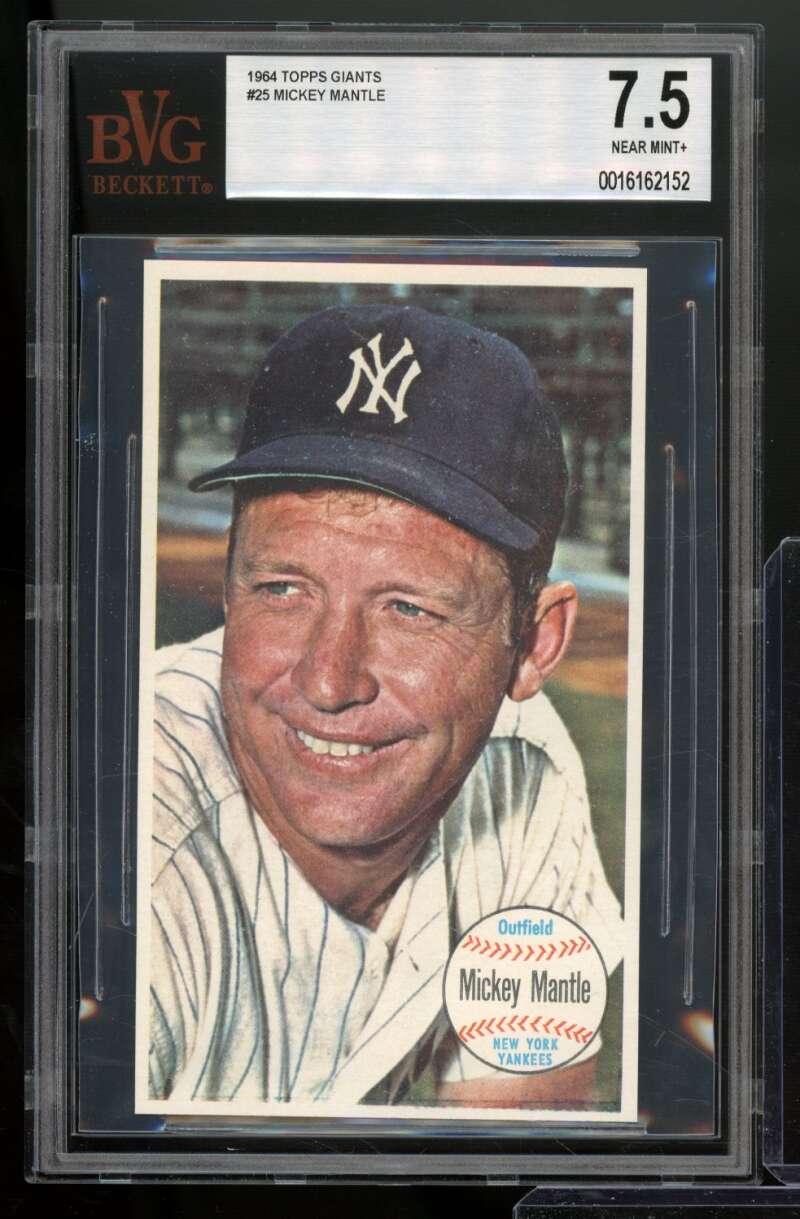 Mickey Mantle Card 1964 Topps Giants #25 BVG 7.5 Image 1