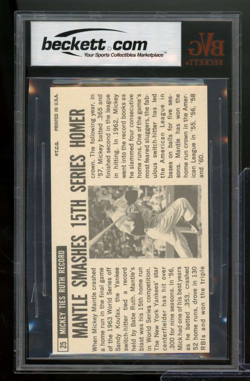 Mickey Mantle Card 1964 Topps Giants #25 BVG 7.5 Image 2