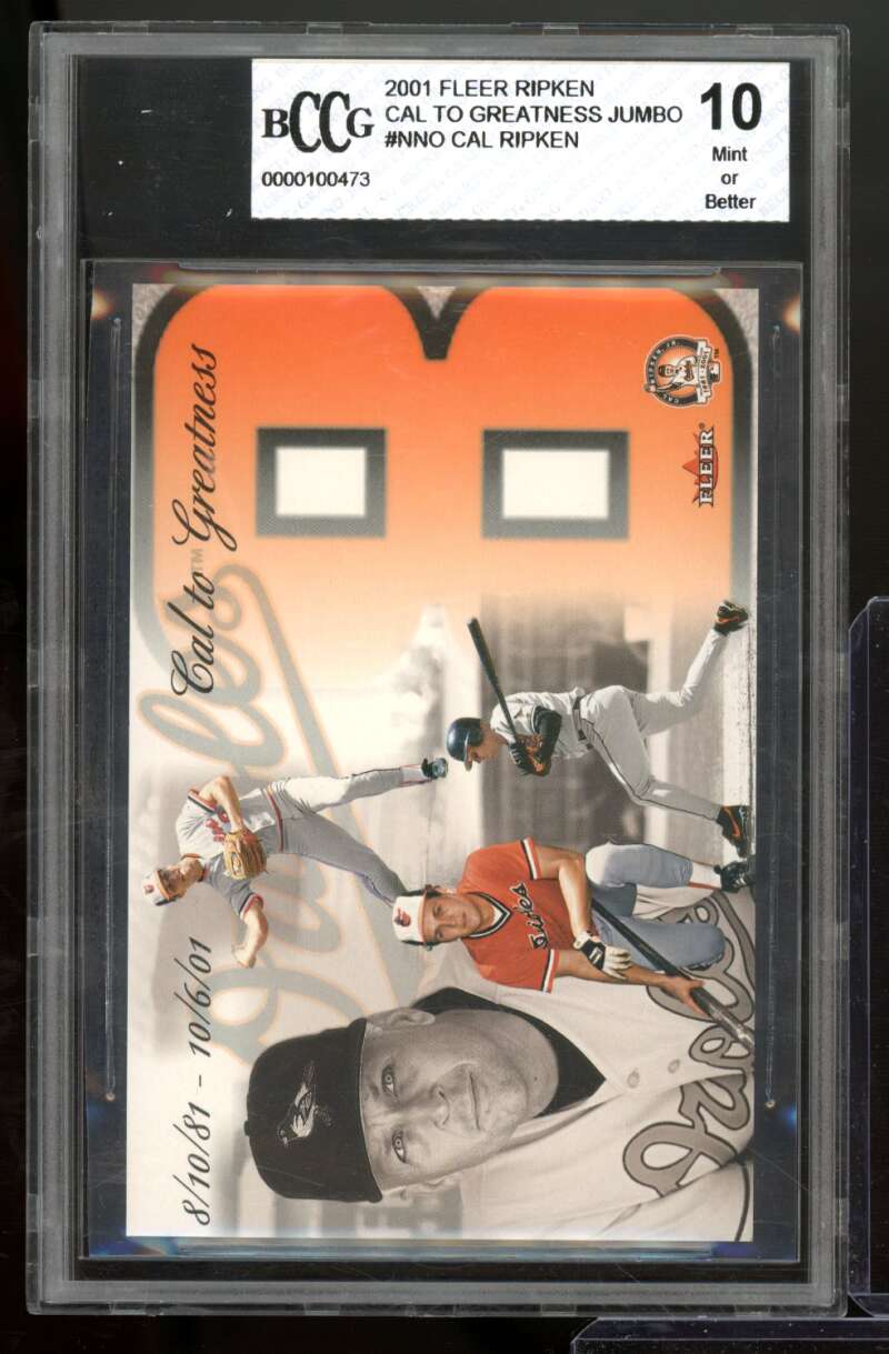 Cal Ripken Card 2001 Fleer Ripken To Greatness Jumbo #nno BGS BCCG 10 Image 1