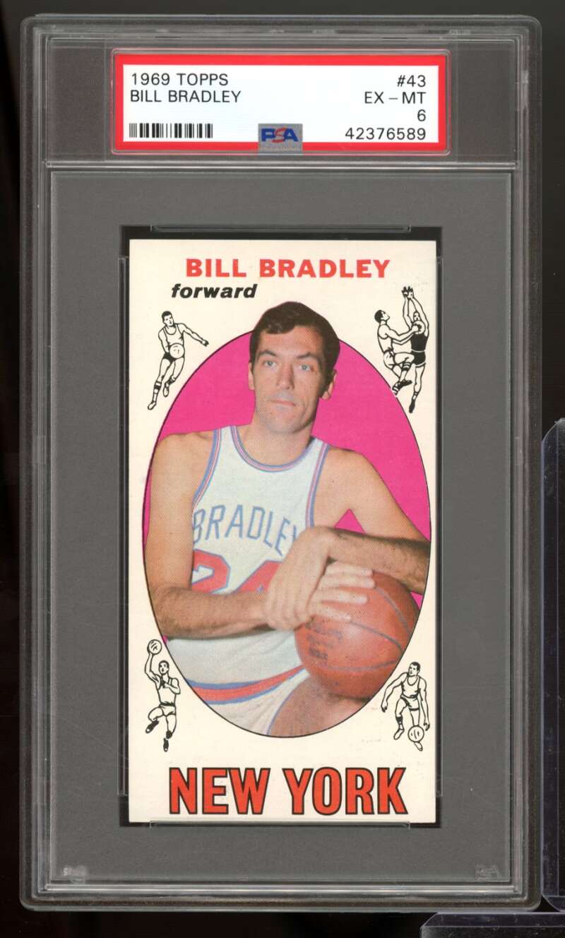 Bill Bradley Rookie Card 1969-70 Topps #43 PSA 6 Image 1