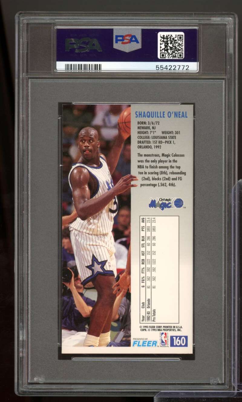 Shaquille O'Neal Card 1993-94 Fleer Jam Session #160 PSA 7 Image 2