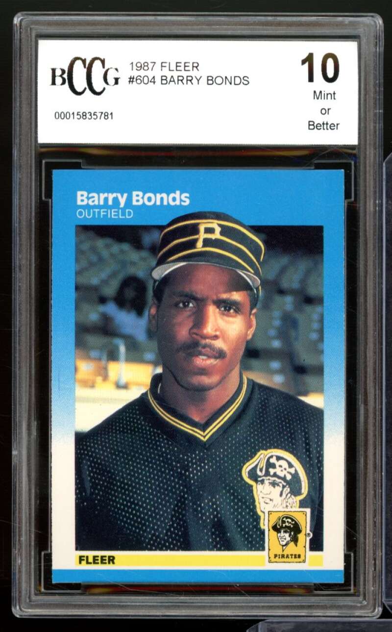 1987 Fleer #604 Barry Bonds Rookie Card BGS BCCG 10 Mint+ Image 1