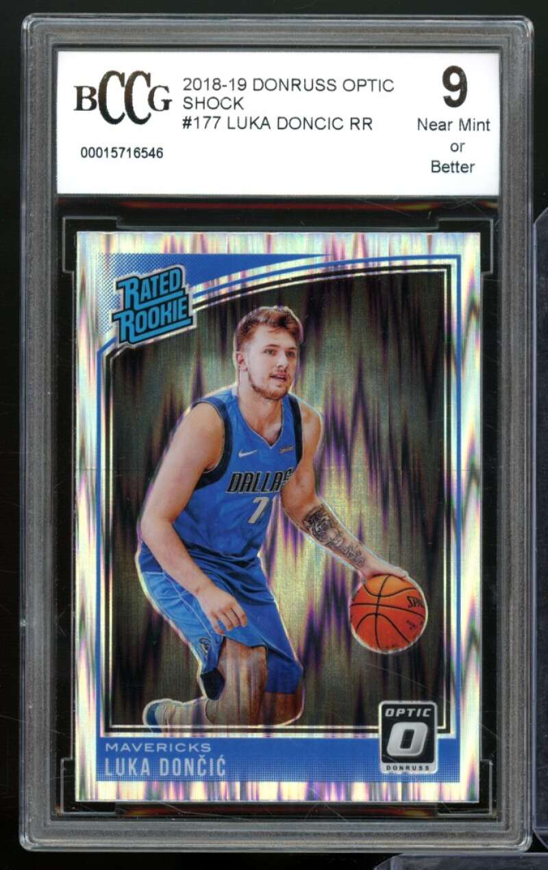 2018-19 Donruss Optic Shock #177 Luka Doncic Rookie Card BCCG 9 Near Mint+ Image 1