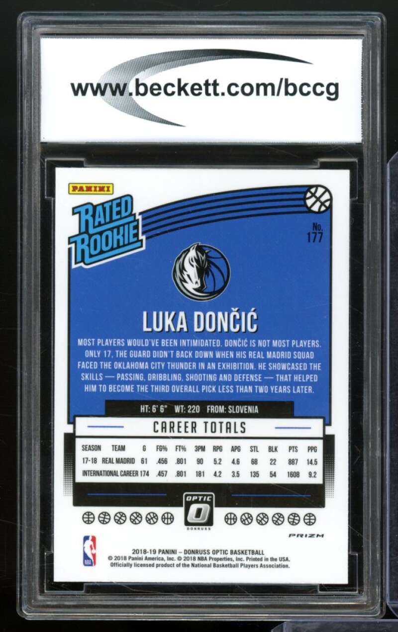 2018-19 Donruss Optic Shock #177 Luka Doncic Rookie Card BCCG 9 Near Mint+ Image 2