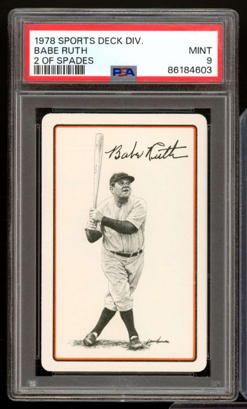 Babe Ruth Card 1978 Sports Deck 2 Of Spades #2s PSA 9 Image 1