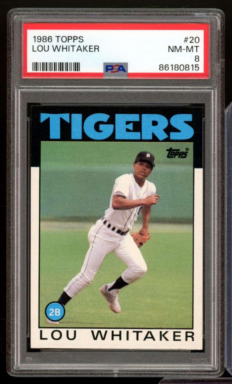 Lou Whitaker Card 1986 Topps #20 PSA 8 Image 1