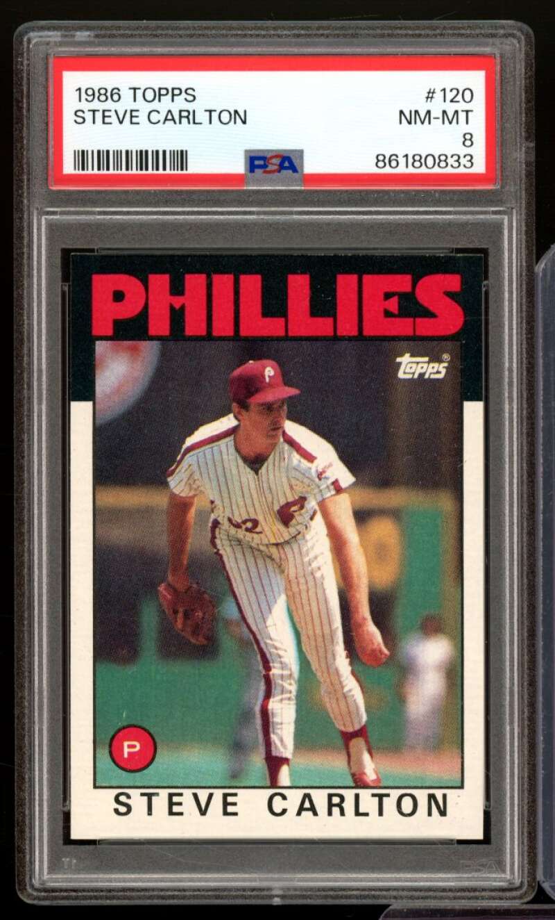 Steve Carlton Card 1986 Topps #120 PSA 8 Image 1