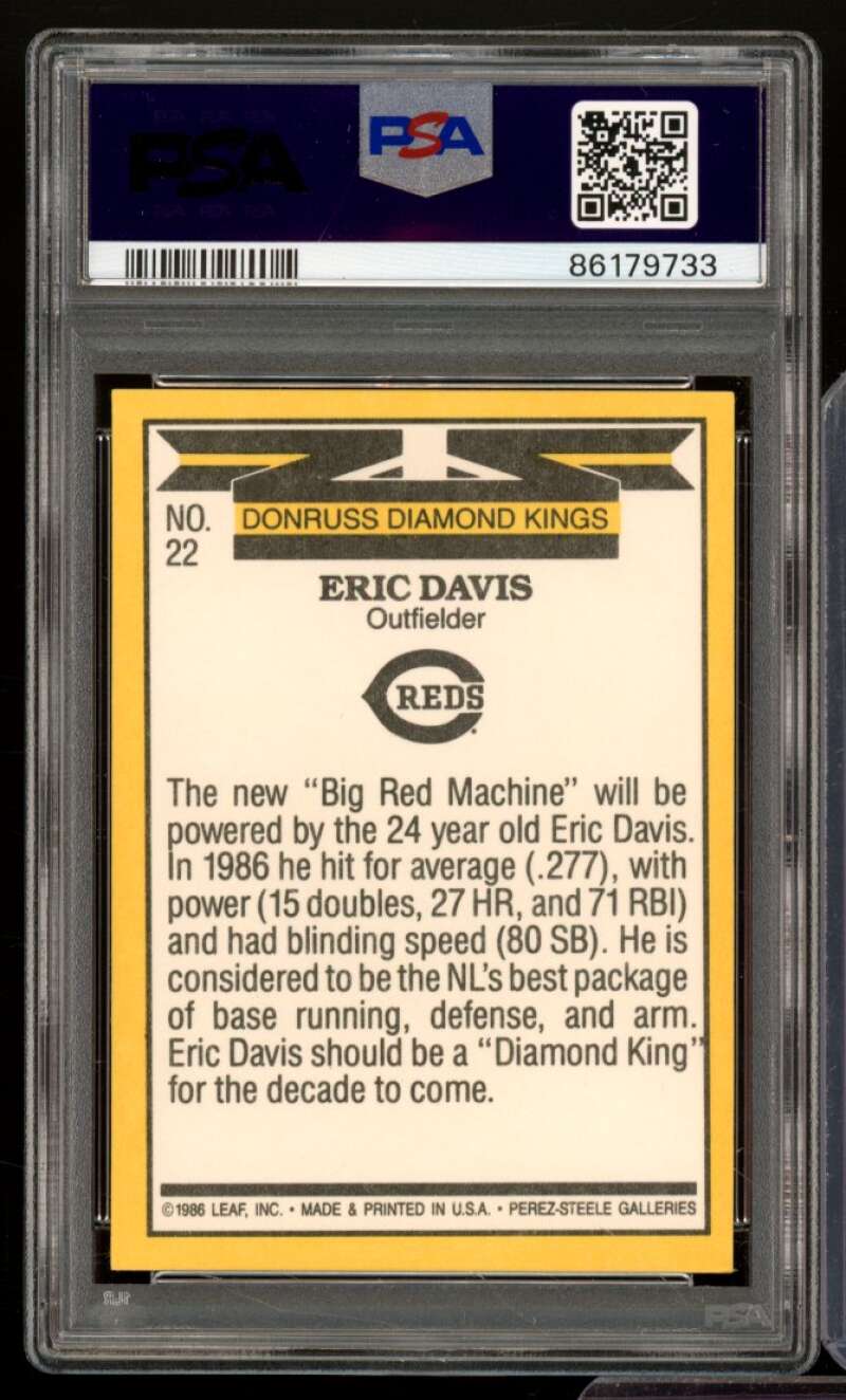 Eric Davis Card 1987 Donruss #22 PSA 9 Image 2