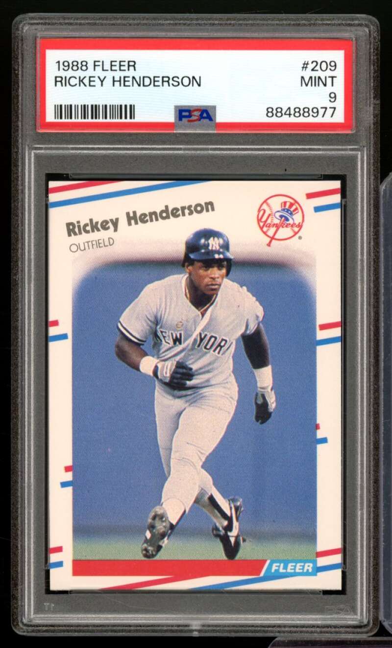 Rickey Henderson Card 1988 Fleer #209 PSA 9 Image 1