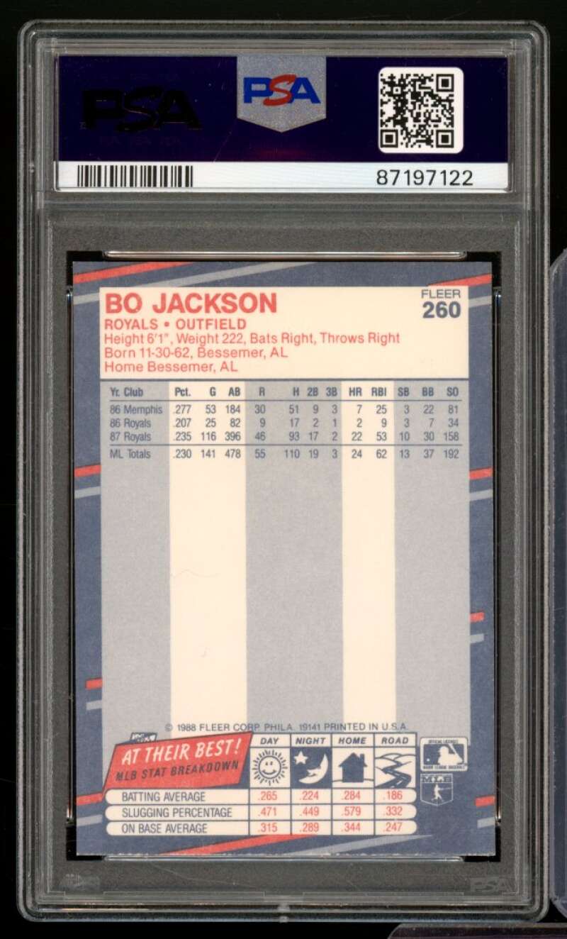 Bo Jackson Card 1988 Fleer #260 PSA 9 Image 2