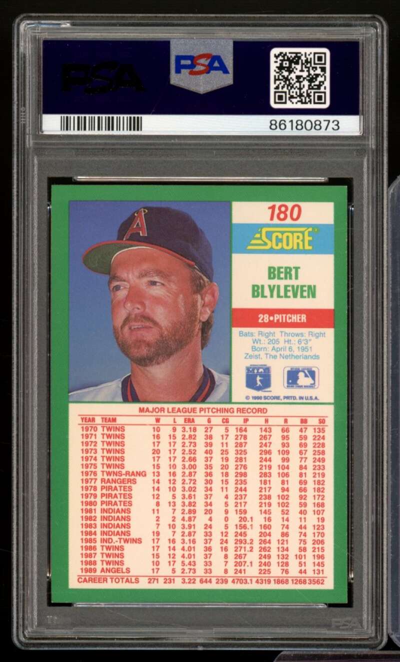 Bert Blyleven Card 1990 Score #180 PSA 9 Image 2