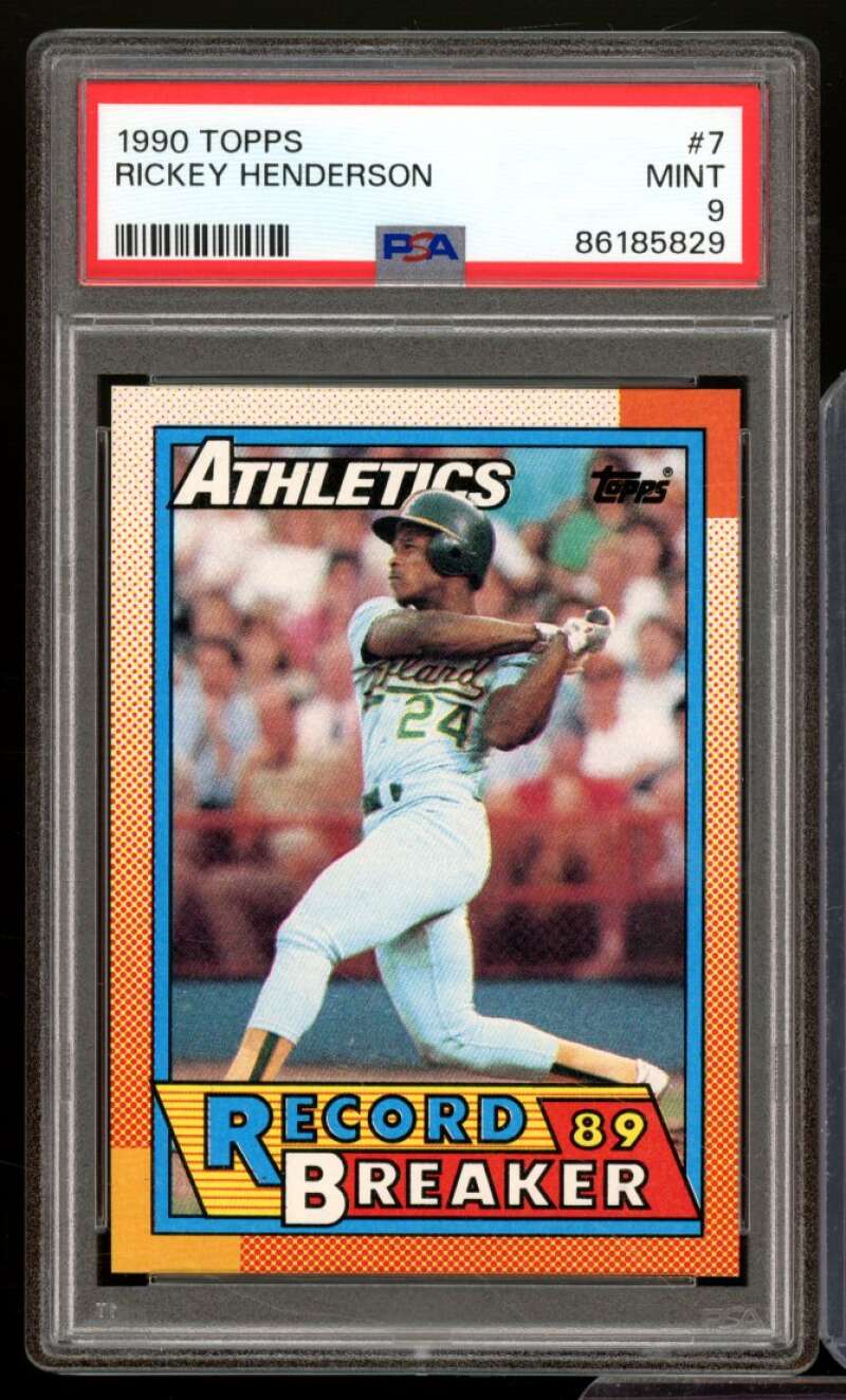 Rickey Henderson Card 1990 Topps #7 PSA 9 Image 1