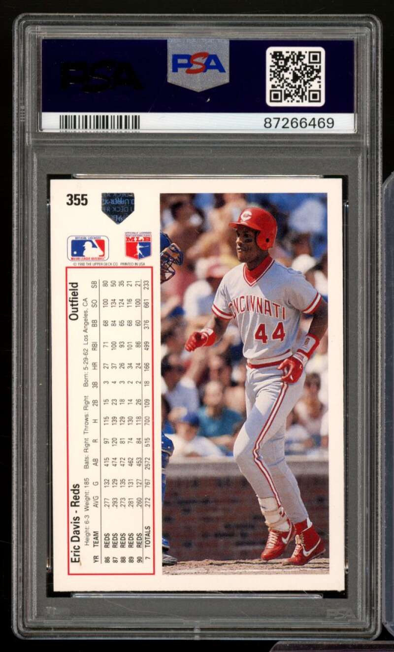 Eric Davis Card 1991 Upper Deck #355 PSA 9 Image 2