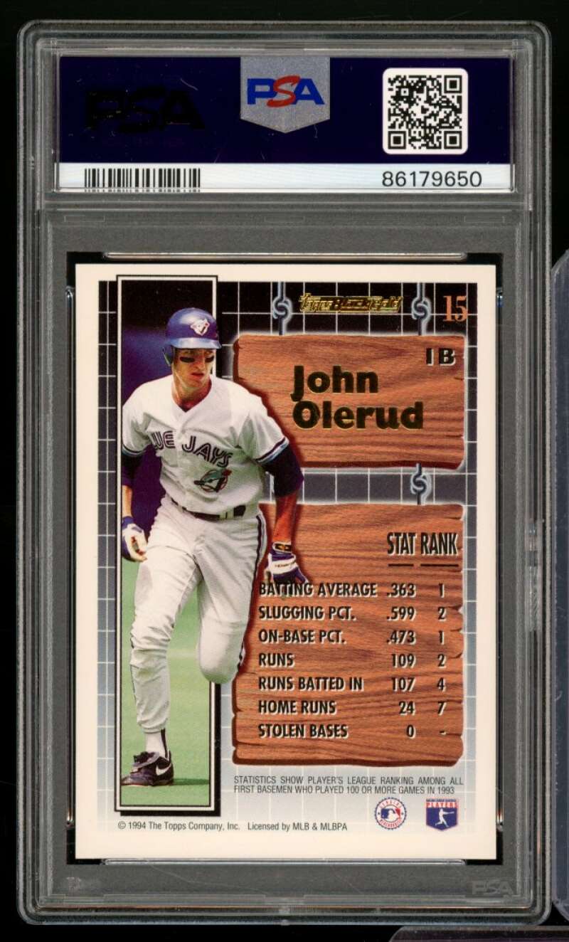 John Olerud Card 1994 Topps Black Gold #15 PSA 9 Image 2