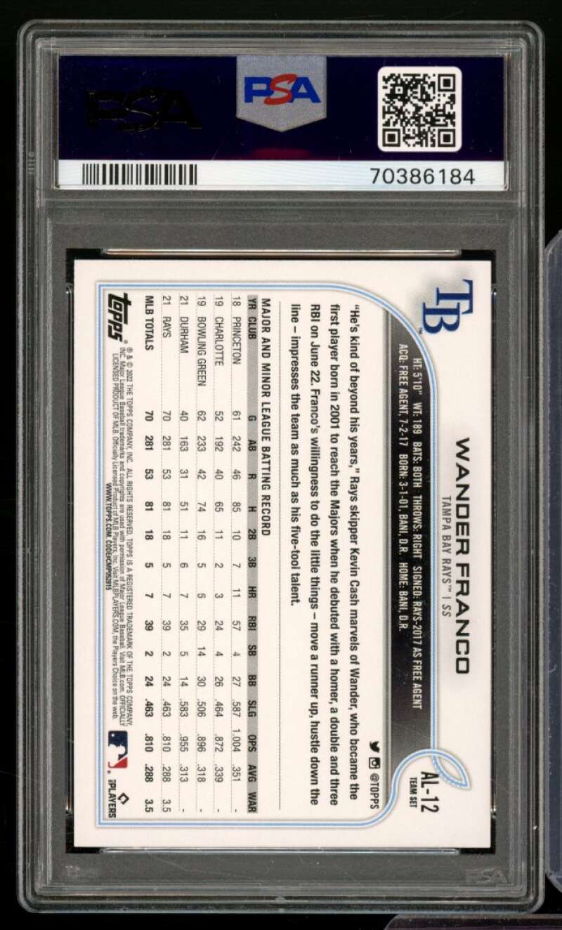 Wander Franco Rookie Card 2022 Topps Team Set #AL-12 PSA 10 Image 2