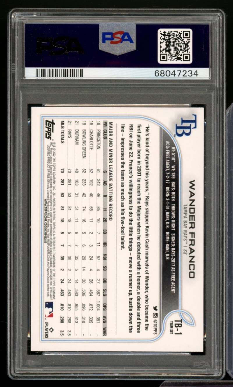 Wander Franco Rookie Card 2022 Topps Team Set #TB1 PSA 10 Image 2