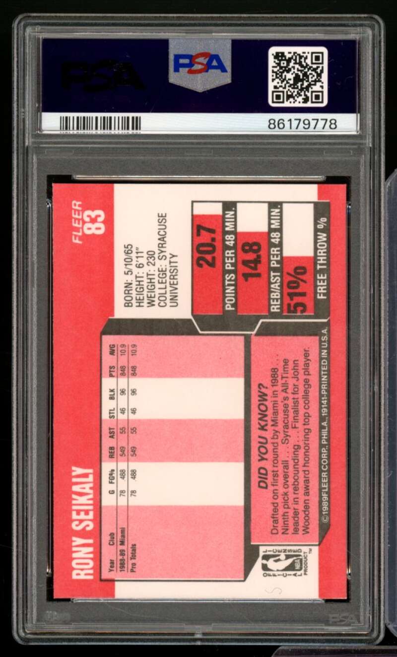 Rony Seikaly Rookie Card 1989-90 Fleer #83 PSA 9 Image 2