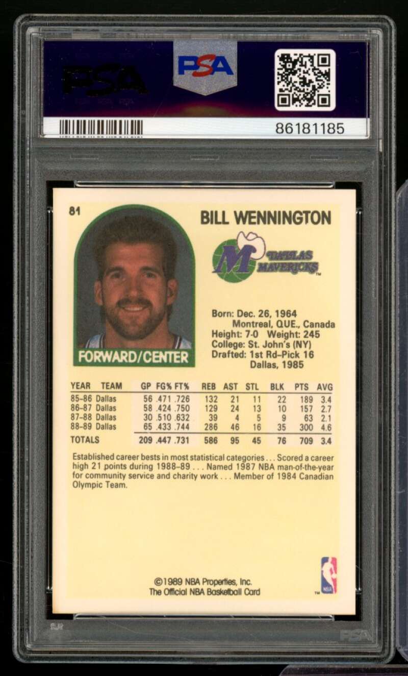 Bill Wennington Rookie Card 1989-90 Hoops #81 PSA 9 Image 2