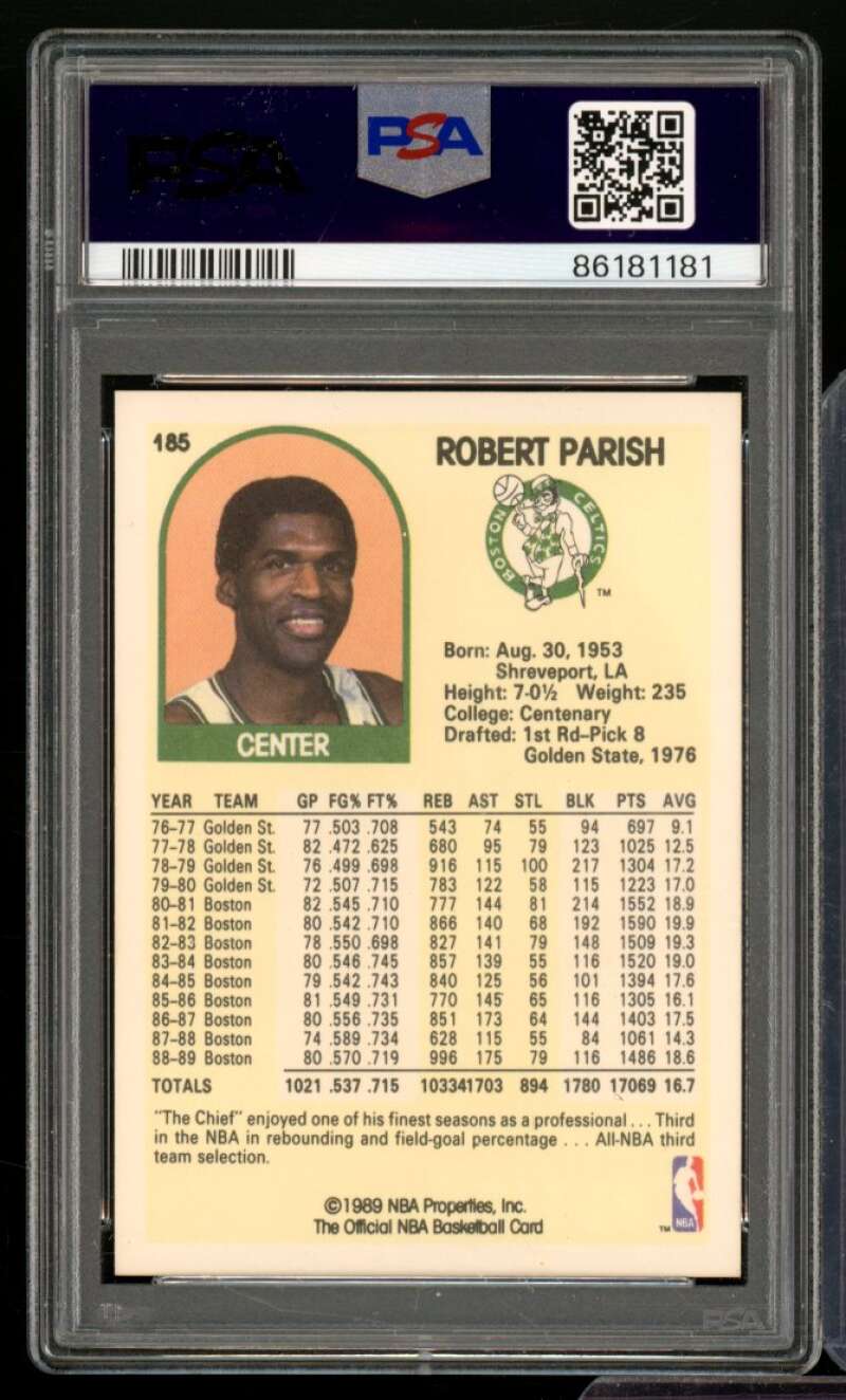 Robert Parish Card 1989-90 Hoops #185 PSA 9 Image 2