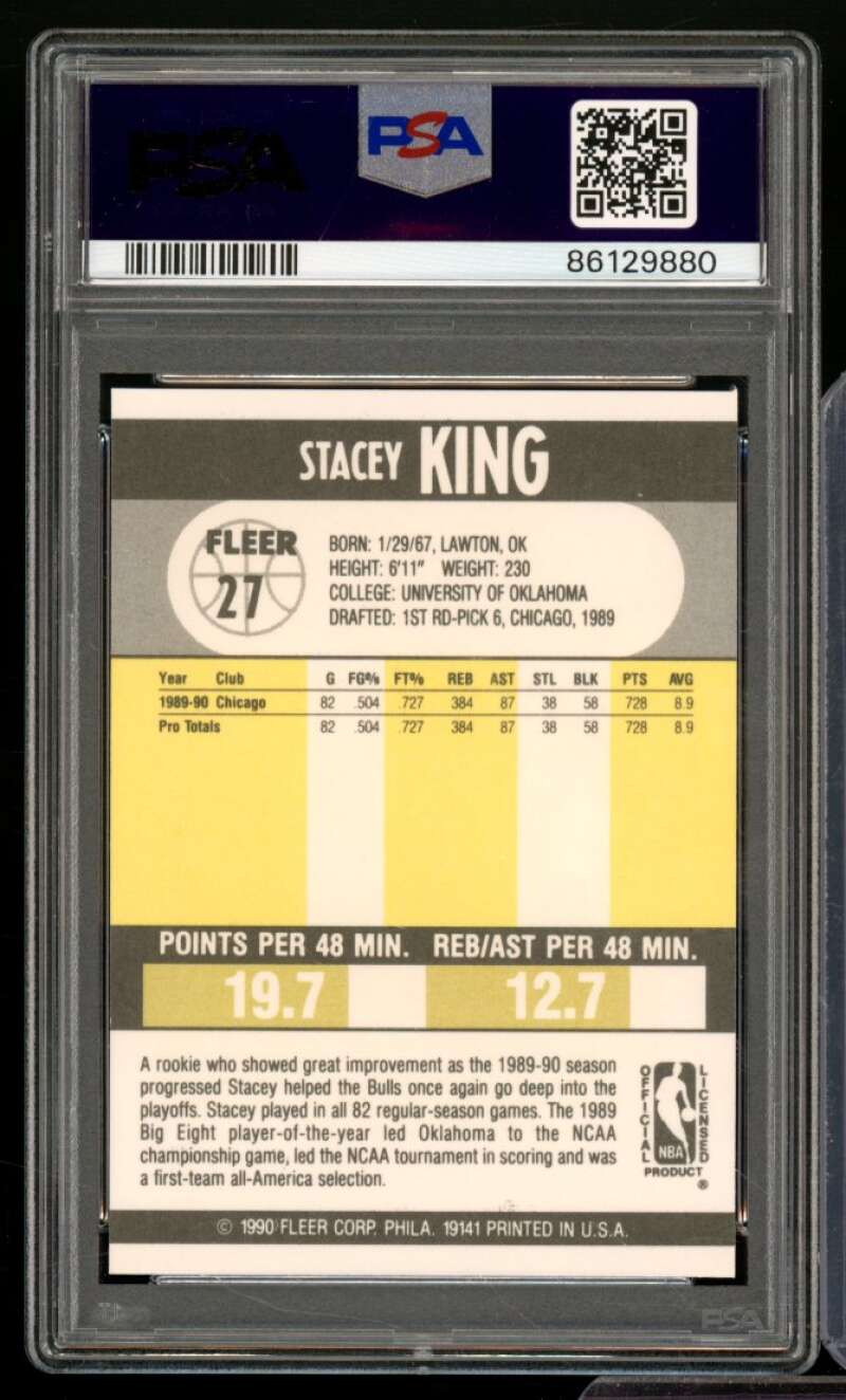 Stacey King Rookie Card 1990-91 Fleer #27 PSA 9 Image 2