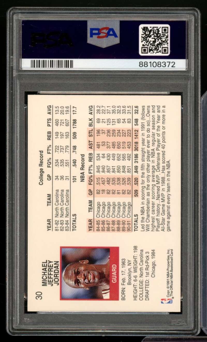 Michael Jordan Card 1991-92 Hoops #30 PSA 9 Image 2