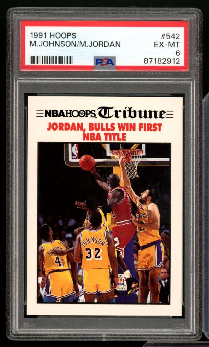 Magic Johnson/Michael Jordan Card 1991-92 Hoops #542 PSA 6 Image 1