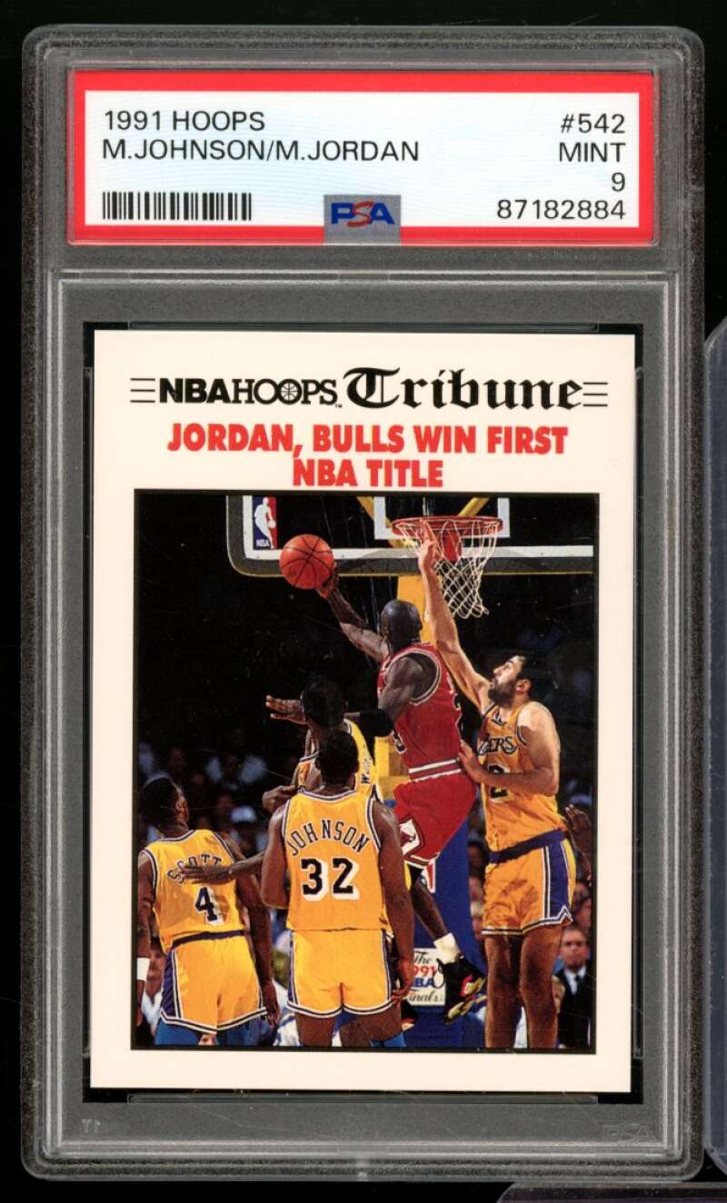 Magic Johnson/Michael Jordan Card 1991-92 Hoops #542 PSA 9 Image 1