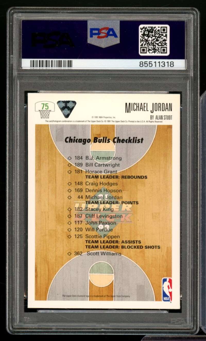 Michael Jordan Card 1991-92 Upper Deck #75 PSA 7 Image 2