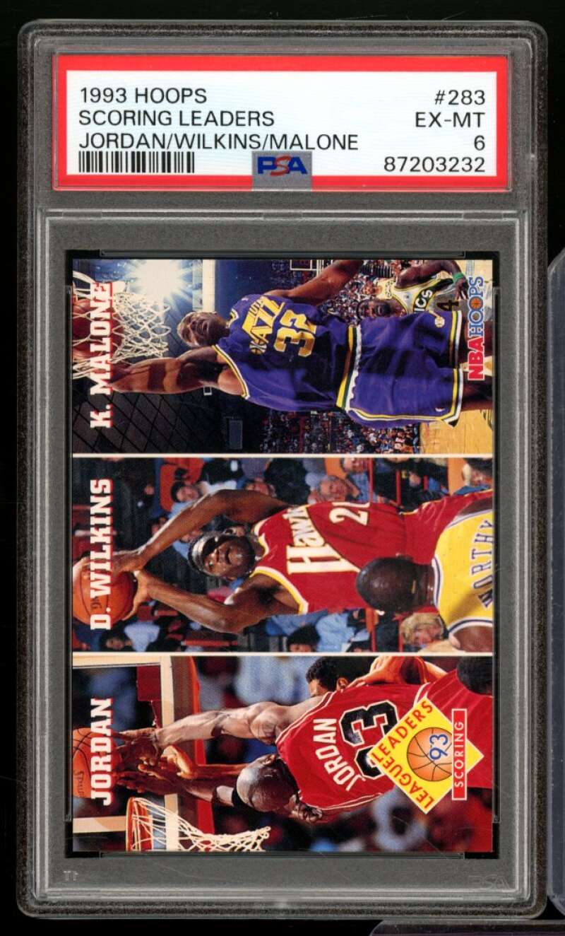 Dominique Wilkins/Michael Jordan/Karl Malone Card 1993-94 Hoops #283 PSA 6 Image 1