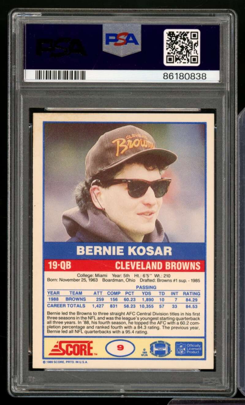 Bernie Kosar Card 1989 Score #9 PSA 9 Image 2