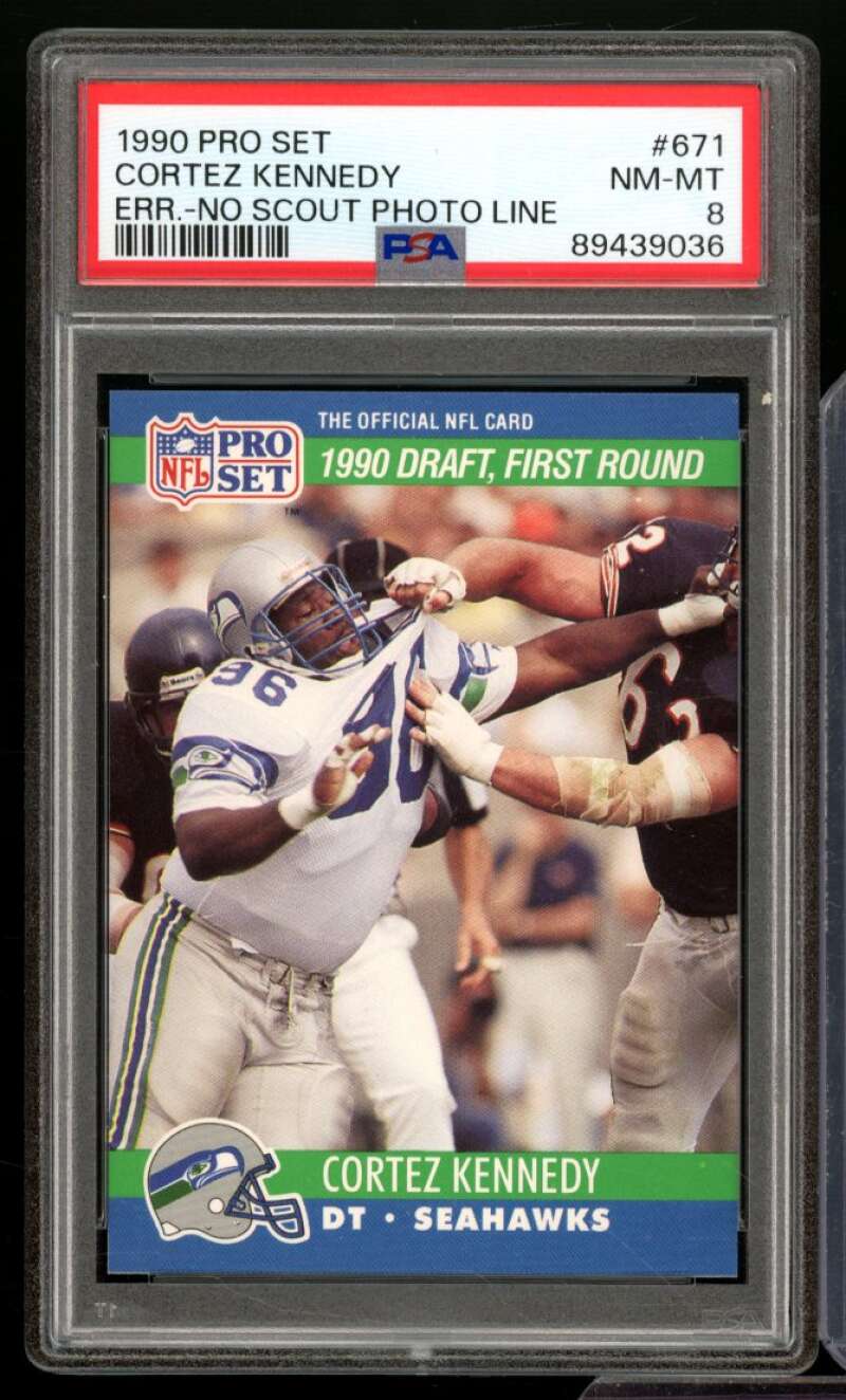 Cortez Kennedy Rookie Card 1990 Pro Set #671 PSA 8 Image 1