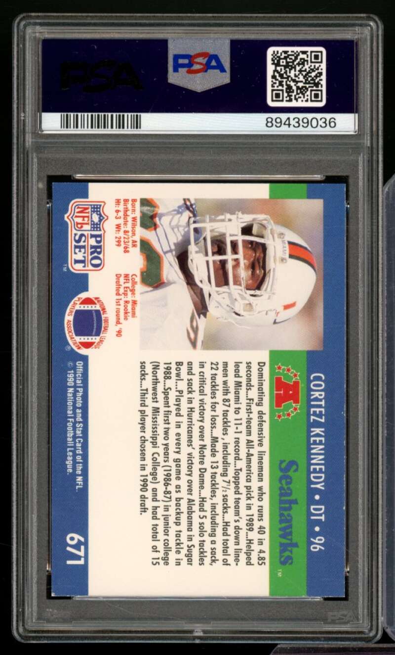 Cortez Kennedy Rookie Card 1990 Pro Set #671 PSA 8 Image 2